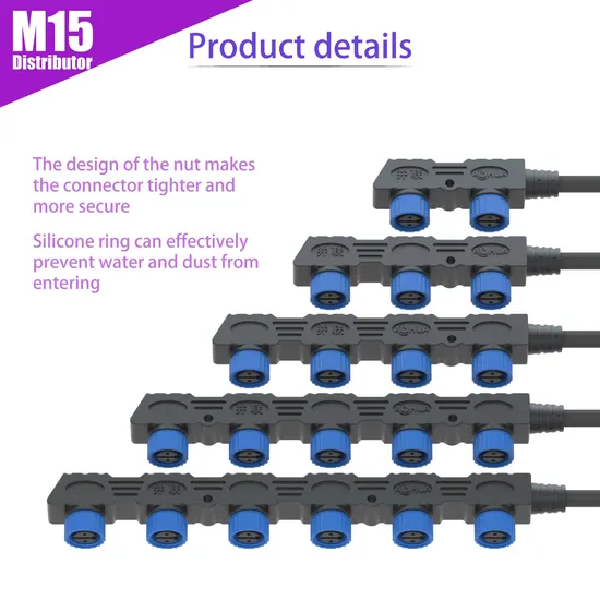 IP67 IP68 M15 1 2 3 Way 300V 1 to 2 Male and Female Plug F Type Connector