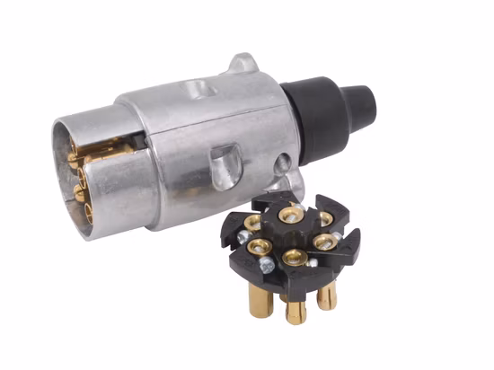 Plugue elétrico de reboque de caminhão de reboque de metal de liga de alumínio de 7 pinos N Tipo 24V Conector de reboque para caminhão caravana plugue estilo lâmina plugue de reboque de 7 pólos