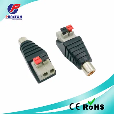 Conector fêmea RCA tipo rápido para câmera CCTV