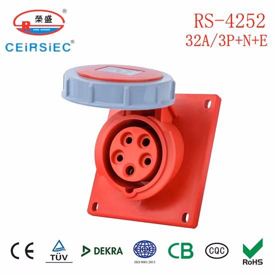 Conector industrial 32A com alta qualidade para padrão europeu 3p+N+E em