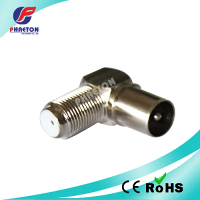 Conector PAL macho para F fêmea de 9,5 mm em ângulo